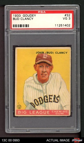 1933 Goudey #32 Bud Clancy Dodgers PSA 3 - VG