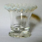 Fenton Mini #37 Crystal Vase/Toothpick with a round, light blue/opalescent ruffe