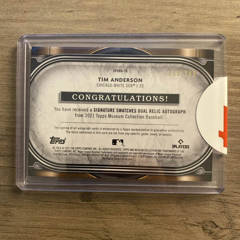 2021 Museum Collection Auto Relic 159/349 Tim Anderson Auto - Image 2 of 2