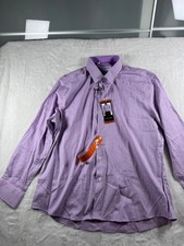 Duchamp London Men's Tailored Slim Fit Cotton Stretch Shirt Purple, XXL 18.5