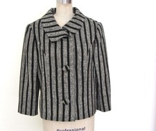 VTG 1960s Sybil Connolly Dublin Irish Tweed Stripe Cropped Jacket Magnin Medium