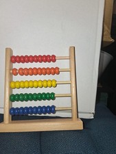 Vintage Sandberg Abacus For Kids Math 5 Row Wooden Counting Frame W/ Beads