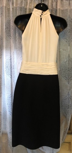 VTG Lauren Ralph Lauren Black /White Silk Ruffled Halter Dress Sz 6 - Picture 4 of 9