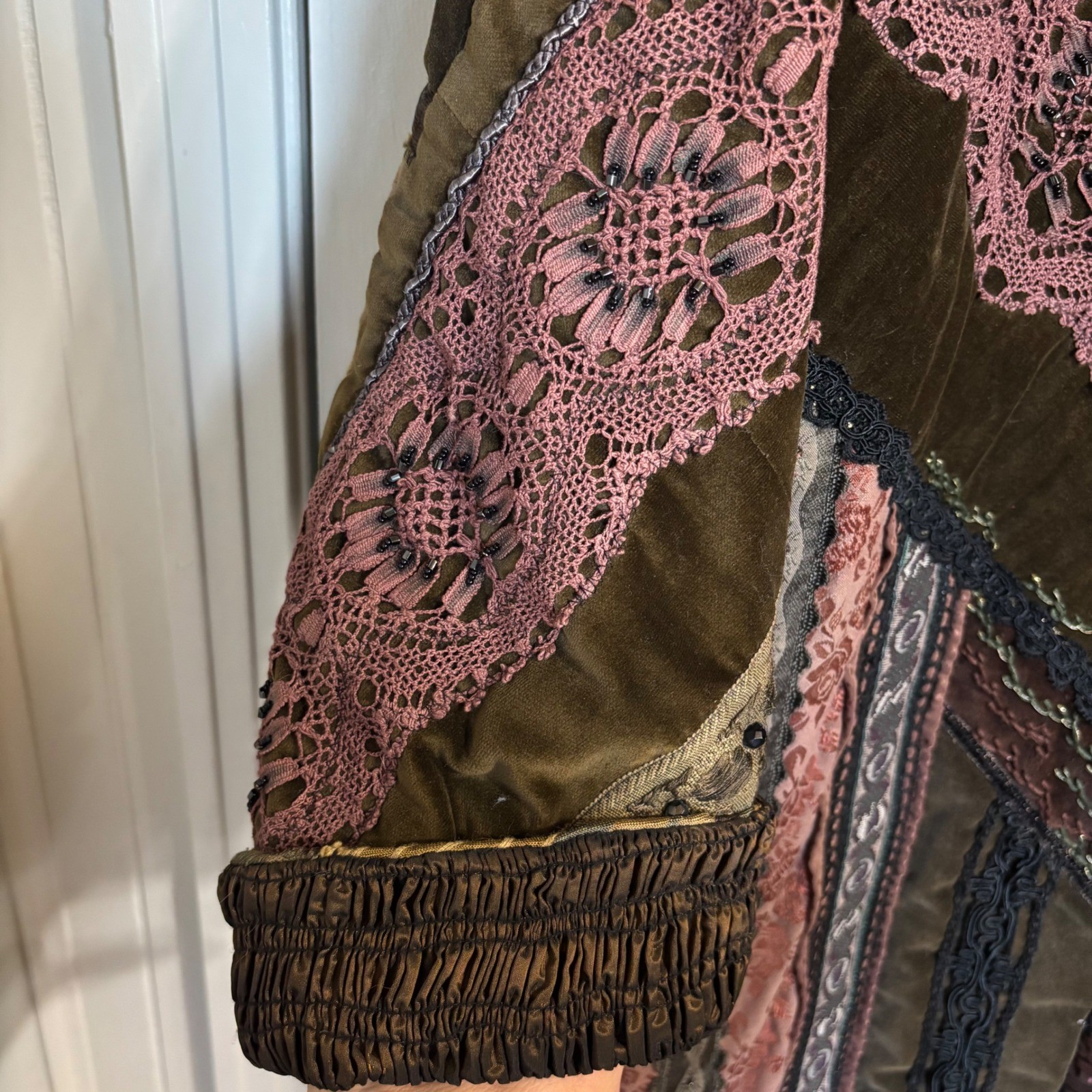 Vintage Crazy Quilt Patchwork Jacket Long Coat Ve… - image 4