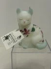 Fenton Cat White Opal Satin Hand Painted Mint Condition