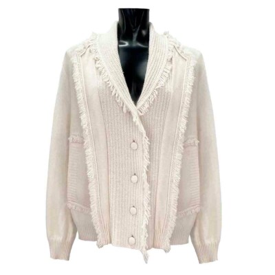 カーディガン RIELLEriche Fringe Knit Cardigan Aspen Fringe Cardigan Cream – Aseye Studio