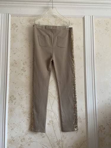 NWT Mia Joy Girls Sequin Tuxedo Leggings 14 Gold Umber - Picture 3 of 3
