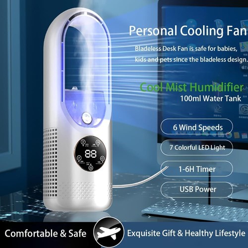 Humidifier Portable Air Cooler Fan LED Mini AC Air Conditioner Personal Cooling