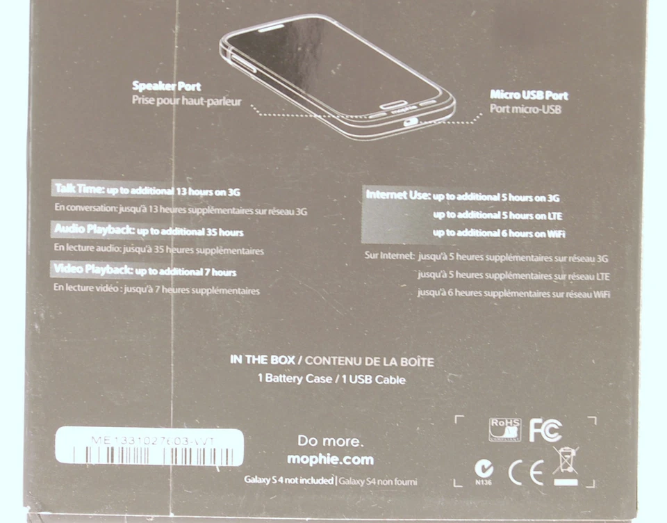 Mophie Juice Pack Case and Rechargeable Battery in White for Samsung Galaxy S4  - Image 4 of 4