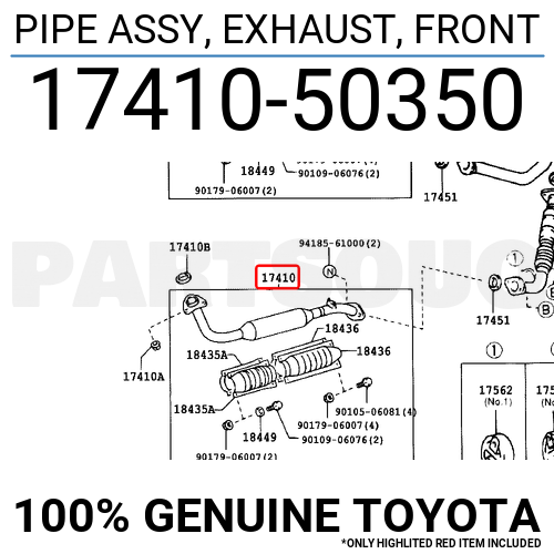 1741050350 Genuine Toyota PIPE ASSY, EXHAUST, FRONT 17410-50350 | eBay 