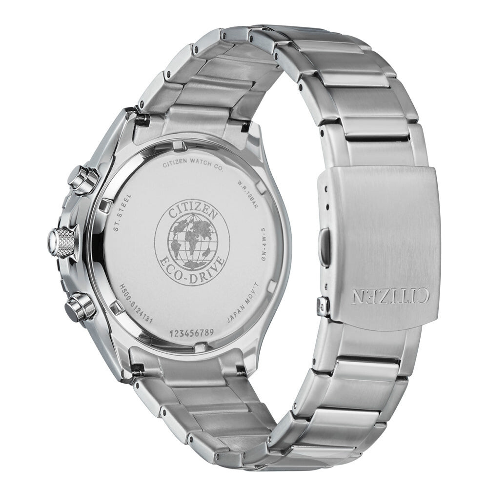 NEW CITIZEN ECO DRIVE MAN'S CHRONOGRAPH WEEKENDER BLACK DIAL WATCH