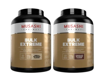 MUSASHI Bulk Extreme Protein Powder 2KG Chocolate/Vanilla Milkshake All Flavour