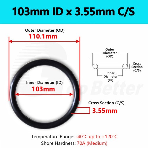 3.55mm Cross Section NBR 70 O-Ring Nitrile Rubber 7-360mm ID Oil Resistant Seals - Picture 82 of 138