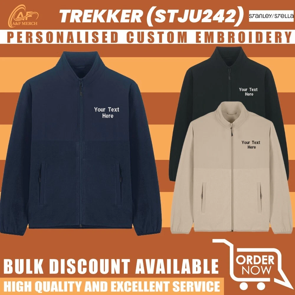 Personalised Custom Embroidered Premium Trekker Fleece Jacket Modern Look