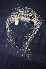 bridal headpiece tiara white pearls comb Cosplay Princess