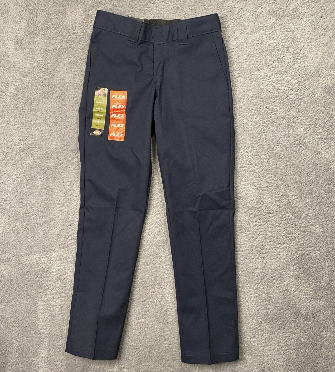 Dickies Mens 30x32 Flex Slim Fit Tapered Work Pants in Navy Blue 30x31