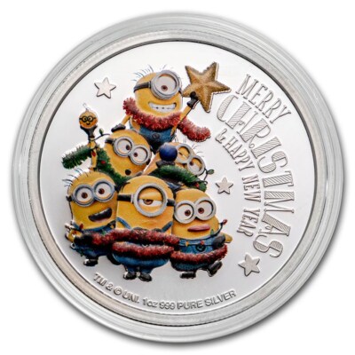 MERRY CHRISTMAS 2022 1/2ozプルーフ銀貨（ニウエ） 2018 Niue Despicable Me Minions Merry Christmas 1 oz Silver Proof