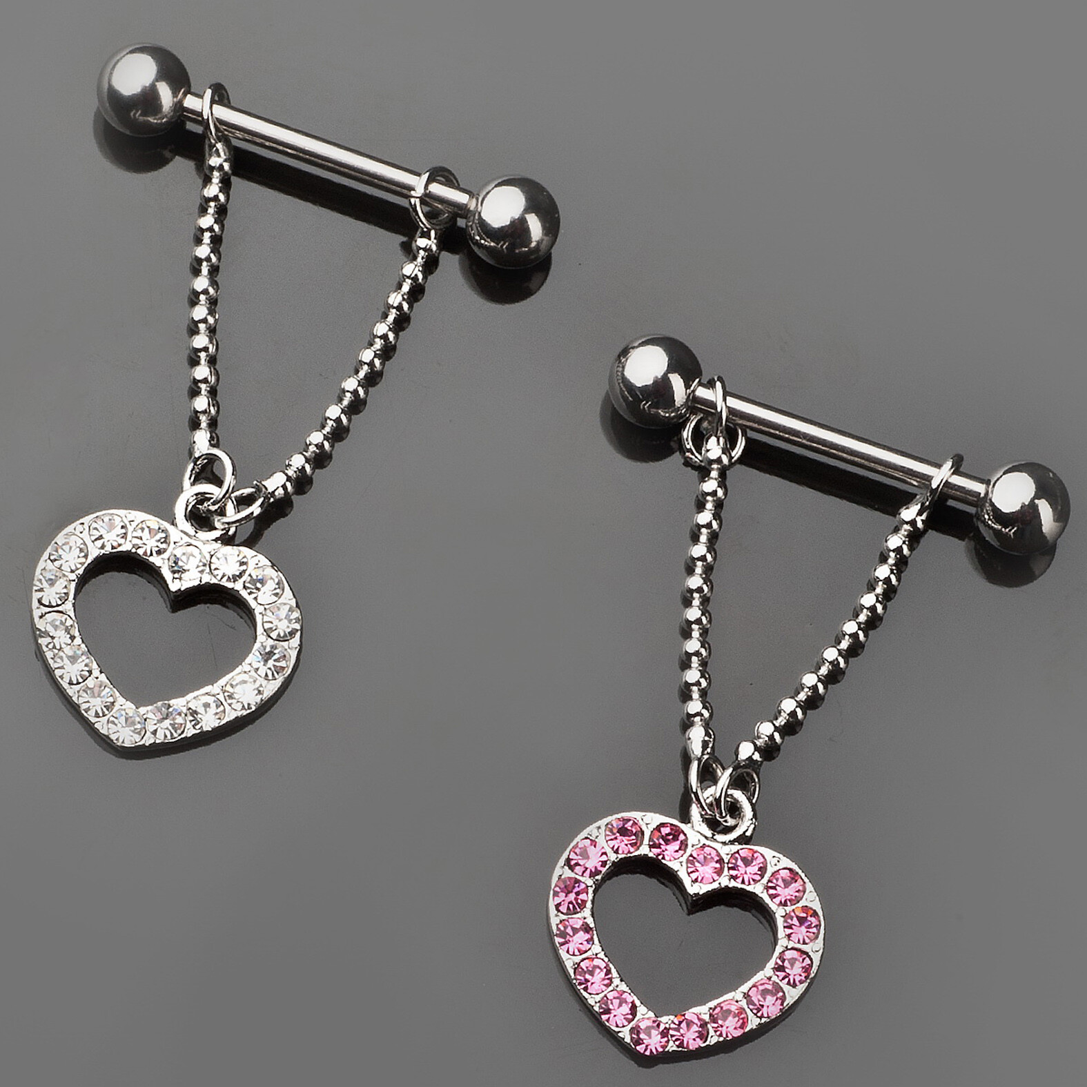 Vegolita Brustwarzenringe Titan 14G - 4 Paar Mit Herz & Zirkonia Design