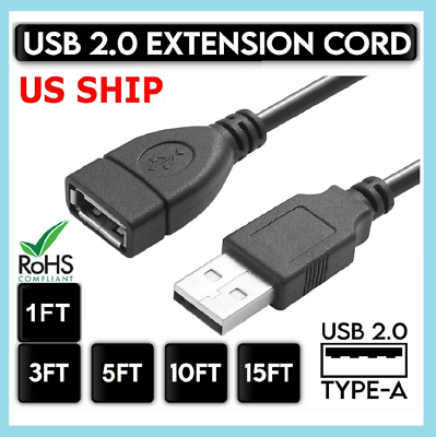 #ad #ad High Speed USB to USB Extension Cable USB 2.0 Adapter Extender Cord Male Female $2.97
