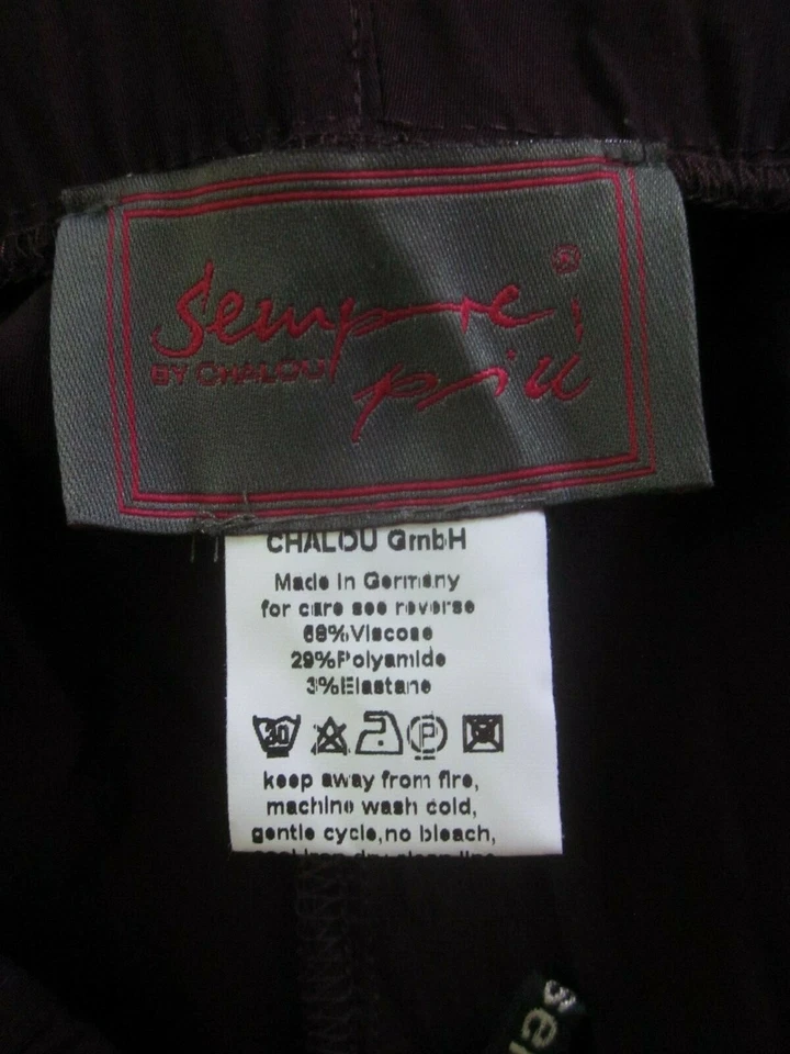 NUEVO Pantalón Mujer Chalou Sempre Piu Talla Grande 28W Pierna Recta Elastizado Ciruela Púrpura Foto 3 de 4