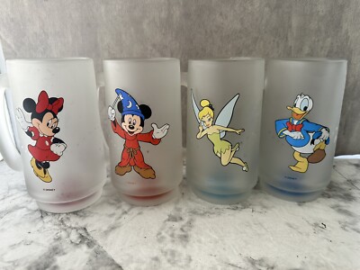 Vintage Disneyland Frosted Root Beer Mug With peeking D Set Of 4