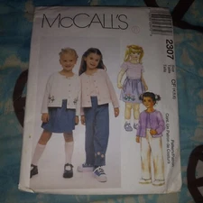 McCall's 2307 Girls 4, 5, 6 Outfits  Sewing Pattern VTG UNCUT