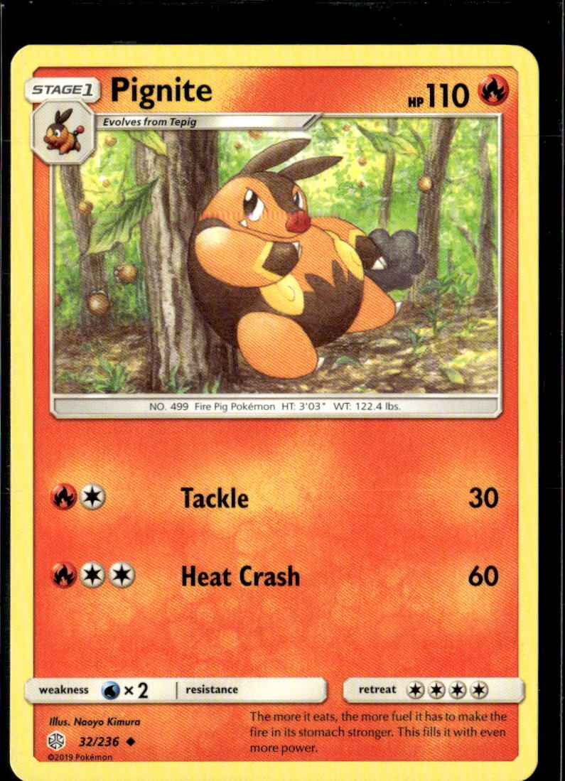 Pokemon Pignite 32/236 Cosmic Eclipse Non Holo Uncommon 2 Card Lot