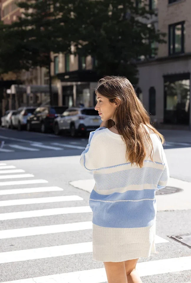 Petite Studio NYC Women's Cotton & Cashmere Evelyn Sweater in Dusty Blue Size S - Image 3 of 4