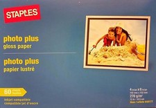 BRAND NEW SEALED Staples Photo Plus Gloss Paper, 4' X 6", 60 Sheets - 13 Pack