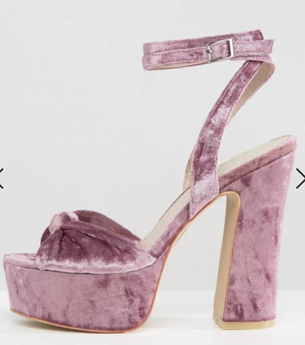 pink velvet platforms