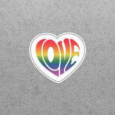 Rainbow Love Heart Sticker - LGBT Pride Equality Support Decal 4214