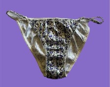 Handmade Satin String Bikini Panties Purple Morning Glory Satin Gusset Sz Lg