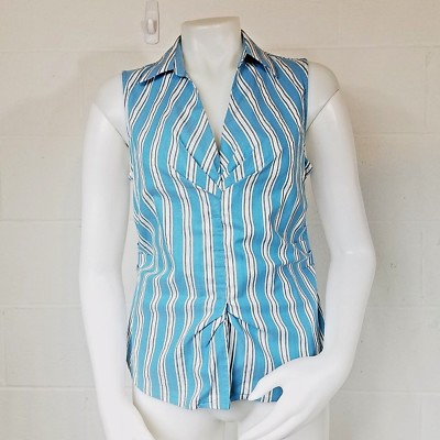 Chemisier Femme Sans Manches à Rayures Bleues - Taille L - Cabin Creek - Occasion Très Bon État