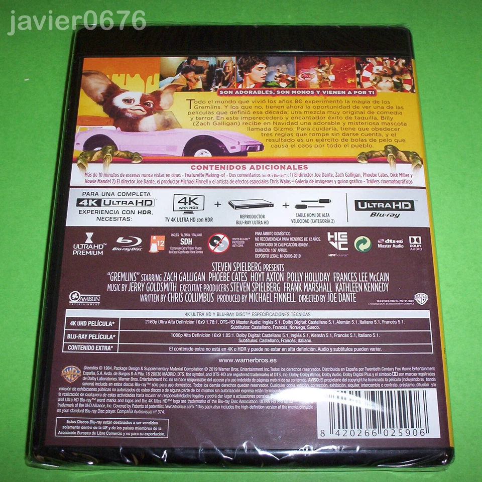 GREMLINS 4K ULTRA HD + BLU-RAY NUEVO Y PRECINTADO - Imagen 2 de 2