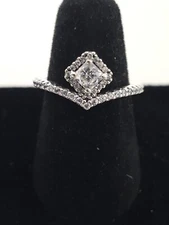 AUTHENTIC PANDORA SQUARE SPARKLE WISHBONE #198420C01-56 US SIZE 7.5