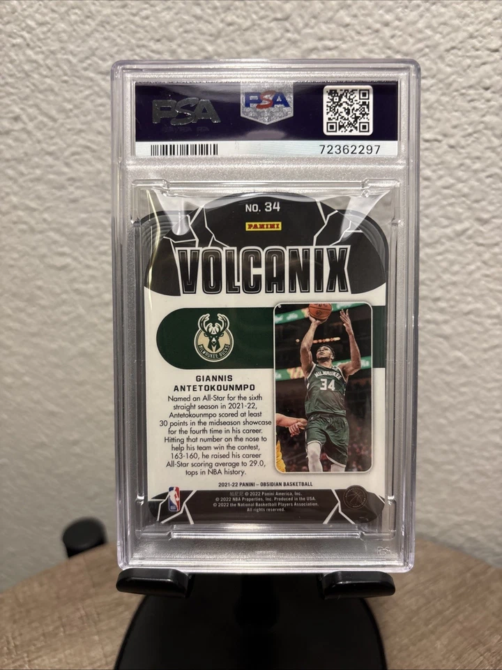 Panini Obsidian Giannis Antetokounmpo Volcanix 2021 PSA 10 POP 6 estuche SSP Foto 4 de 4
