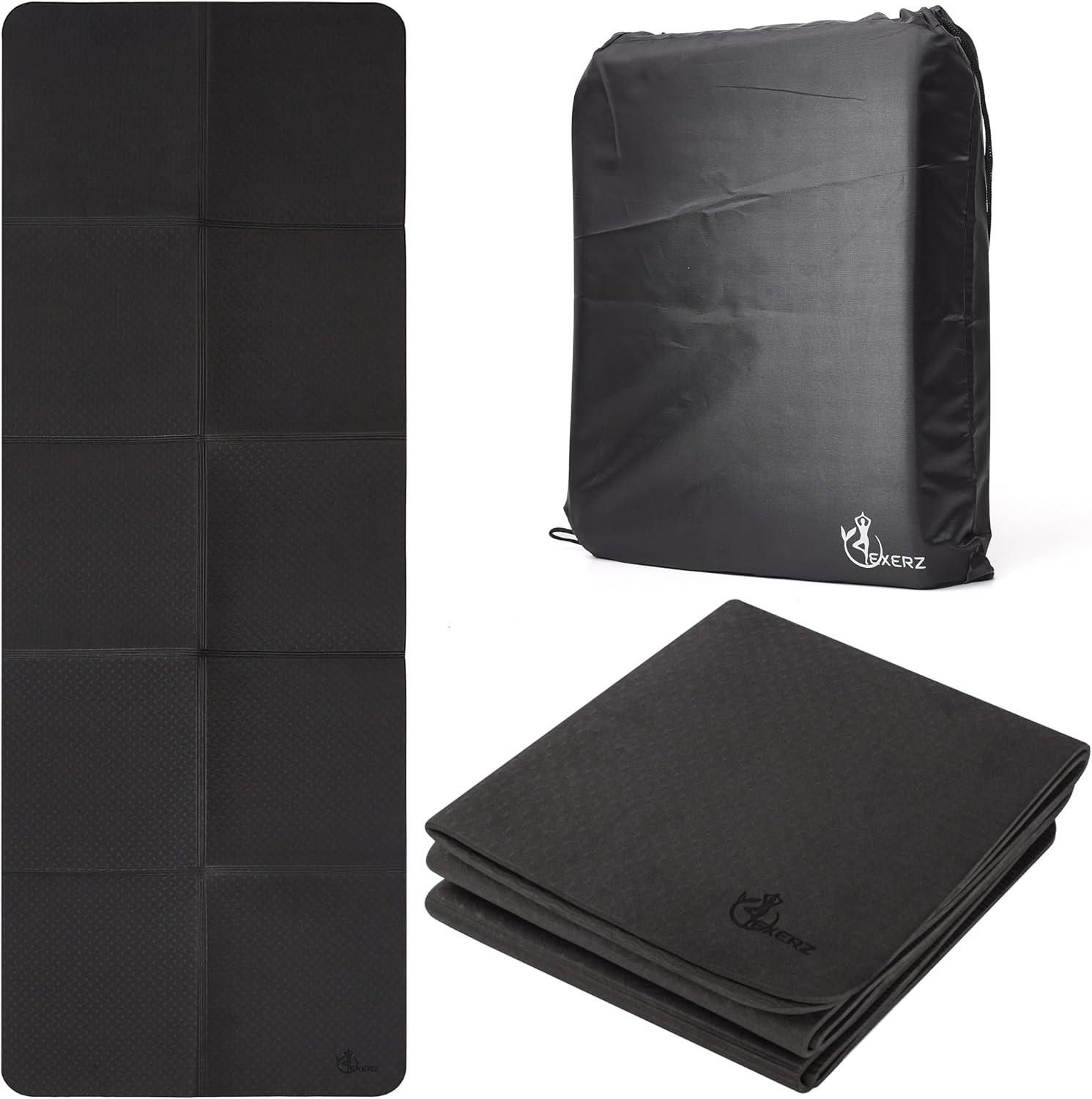 Foldable Yoga Mat with Carry Bag - Portable Anti-Slip for Travel and Home Workouts