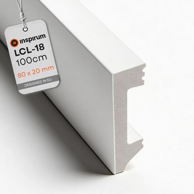 Sockelleiste Weiß 8 x 2 cm LCL-18 Hohe Fußleiste Modern 1 Meter lang