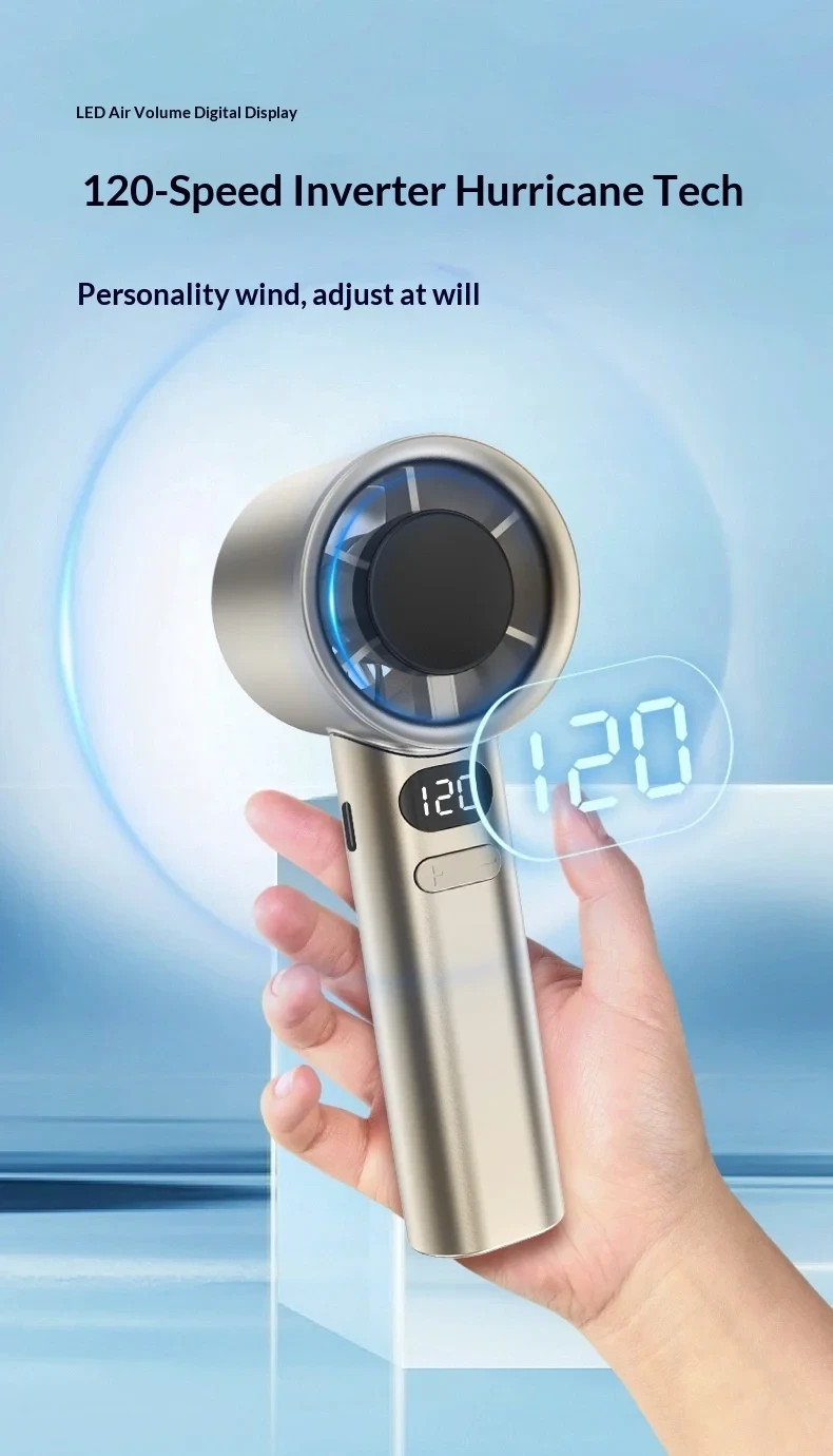 Mini Handheld Turbo Fan USB Rechargeable Digital Display Portable Cooling Fan image 10