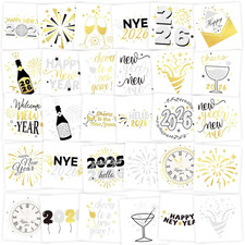 2026 New Years Eve Temporary Tattoos, 120 Foil Styles New Year Party Supplies Bl