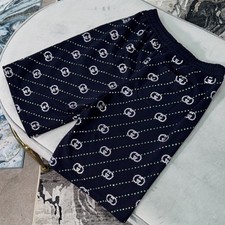 Gucci Cotton Jersey Geometric Logo Crystal Drawstring Shorts Dark Blue ON SALE
