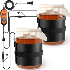 2 Pack Kombucha Heating Pad with 2 in 1 Plug, Kombucha Heating Wrap with Digi...