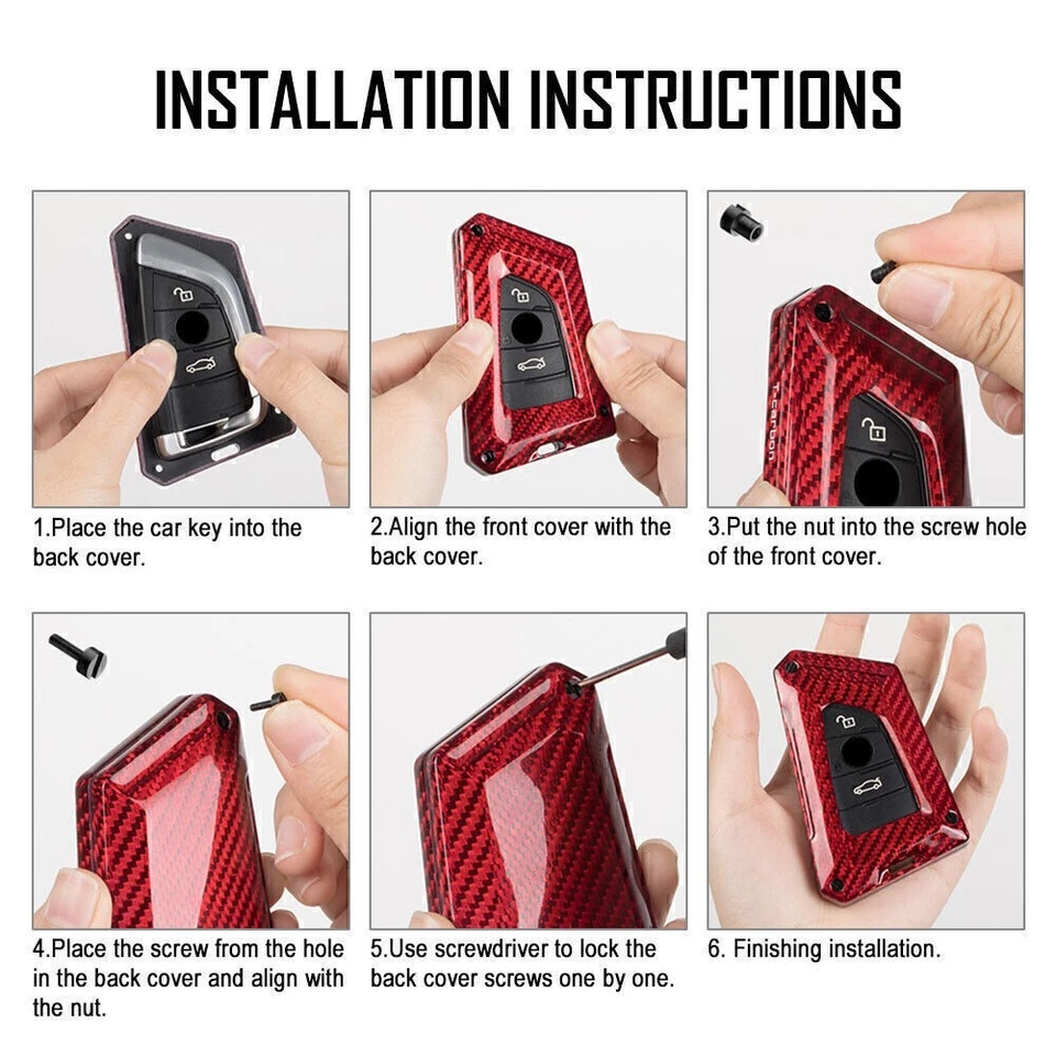 Carbon Fiber Car Key Fob Case Cover Fit BMW X1 X2 X3 X4 X5 X6 F15 F16 F48 G30 - Image 3 of 4