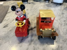 VTG 70  s Walt Disney World Wind-Up Mickey Mouse Fire Chief And Mickey Fire Truck