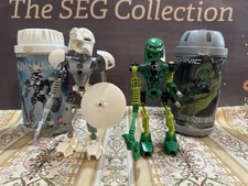 Lego Bionicle 8535 Toa Mata Lewa 8571 Kopaka Nuva LOT w/Canisters Incomplete