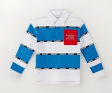 BURBERRY  "Albbie" boys youth block stripe logo rugby jersey polo shirt size 6
