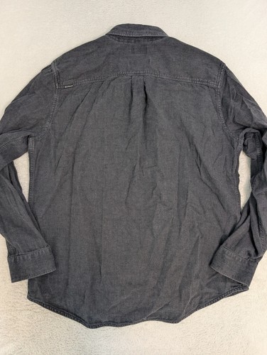 Camicia uomo Black Diamond Denim spina di pesce flanella con bottoni XL nero difetto - Foto 9 di 10