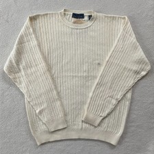 NWT Vintage 2000 John Ashford Cable Knit Sweater Ivory Lrg Made in Australia Y2K