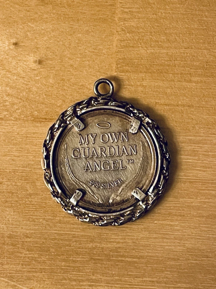 Colgante de plata .999 My Own Guardian Angel de colección suerte religiosa cristiana Foto 4 de 4
