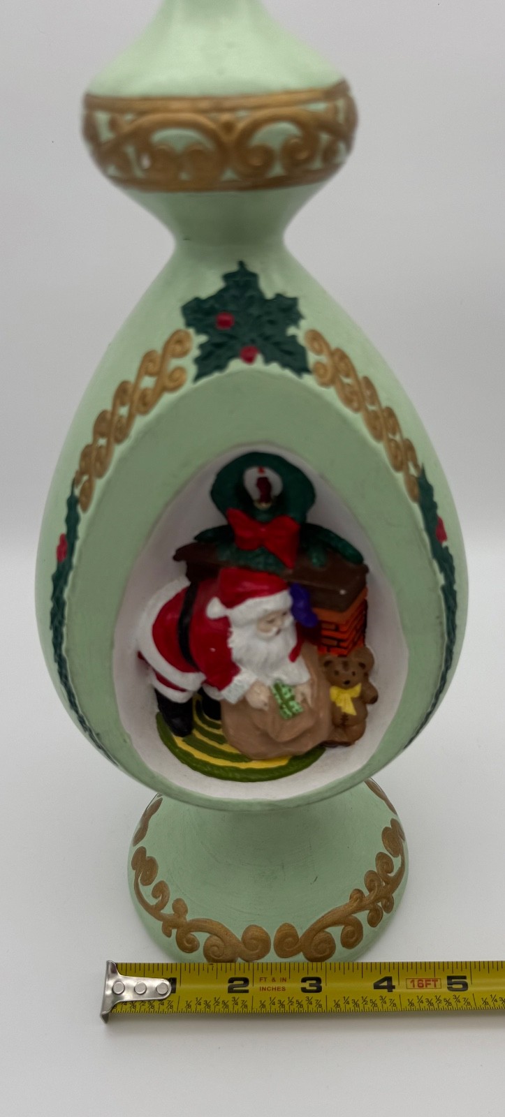 Vintage 1977 Byron Molds Christmas Ceramic Ornate Santa Tree Topper Table Topper